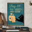 Self-Adhesive Black Cat Poster, Cute Peel and Stick Wall Art