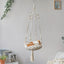 Hanging Macramé Cat Bed Basket with Woven Cotton Rope