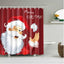 Christmas Shower Curtain with Snowman and Santa, Hooks Included