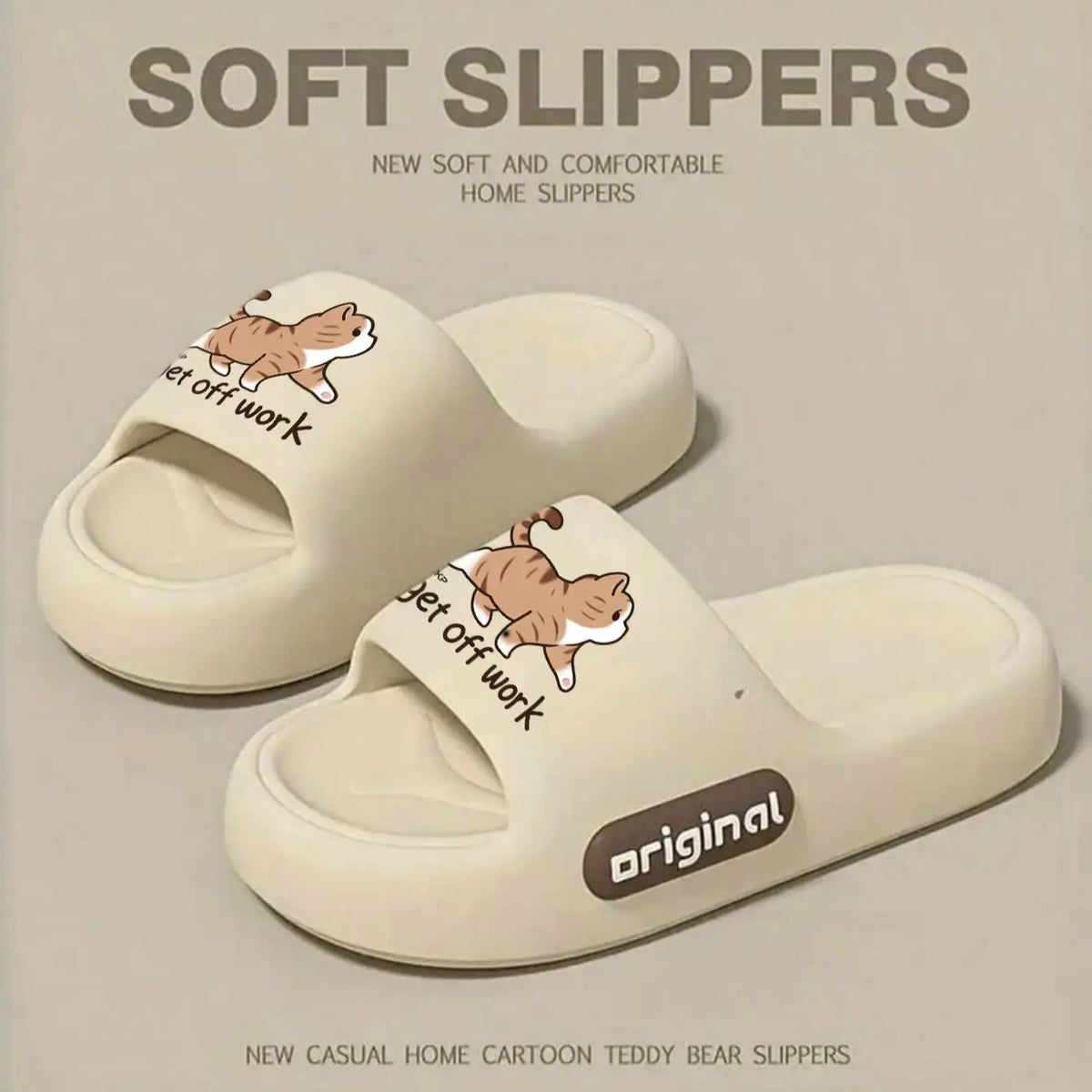 Lightweight EVA House Slippers, Flat Pull-On Home Slides