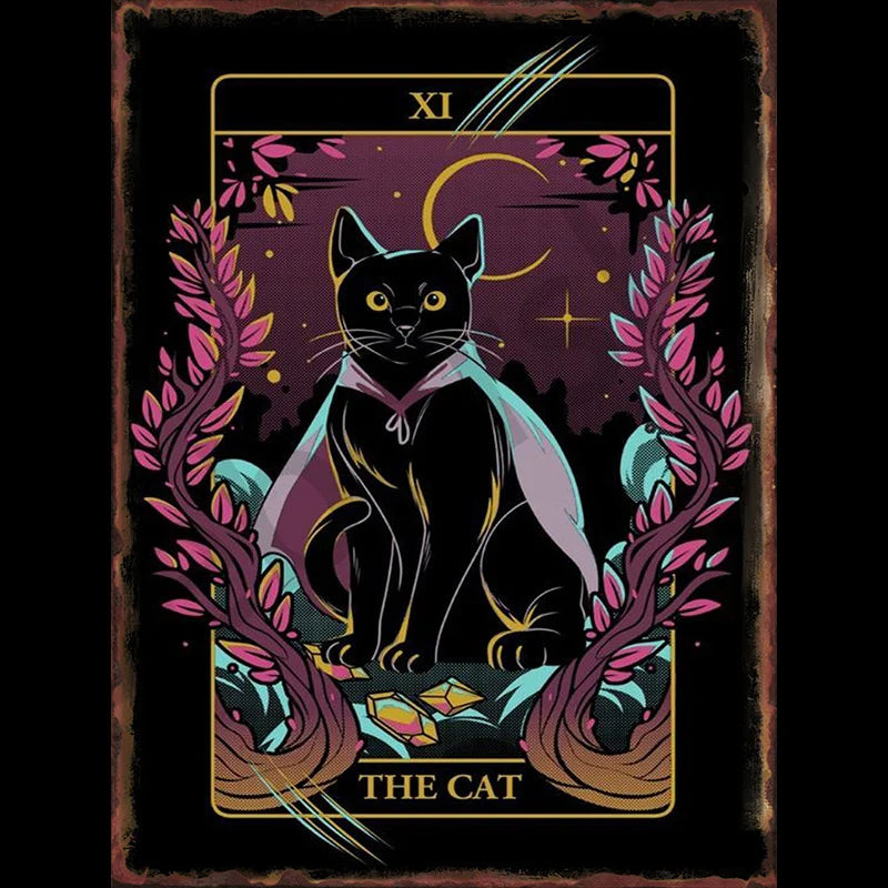Funny Black Cat Aluminum Sign, 8 x 12 or 12 x 16 Inch Plaque