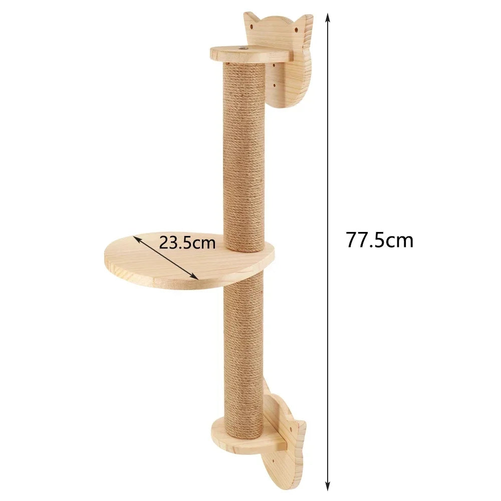 Wall-Mounted Cat Shelves and Climbing Set, Solid Wood Pieces to Mix and Match