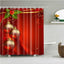 Christmas Shower Curtain with Snowman and Santa, Hooks Included