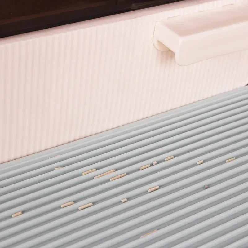 Cabin-Style Enclosed Cat Litter Box With Pull-Out Drawer and Paw Mat