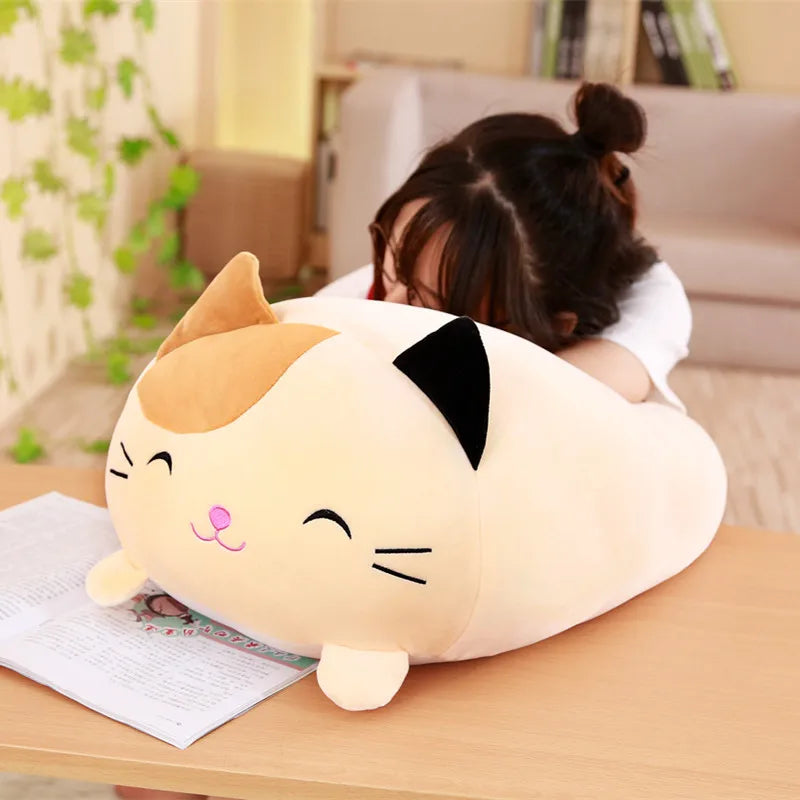 Sweet Cartoon Cat Plush Toy, Small Soft Stuffed Kitty Pillow