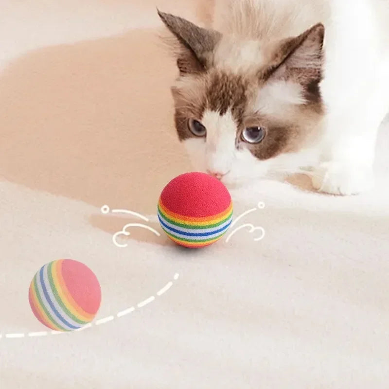Rainbow Foam Cat Balls, Soft Lightweight Chase Toys in Packs of 10 to 100