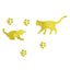 Cat Mirror Wall Stickers, Acrylic Cat Silhouettes with Paw Prints