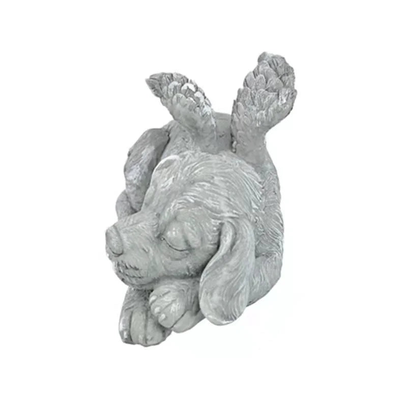 Cat Memorial Angel Statue, Sleeping Cat with Wings Figurine