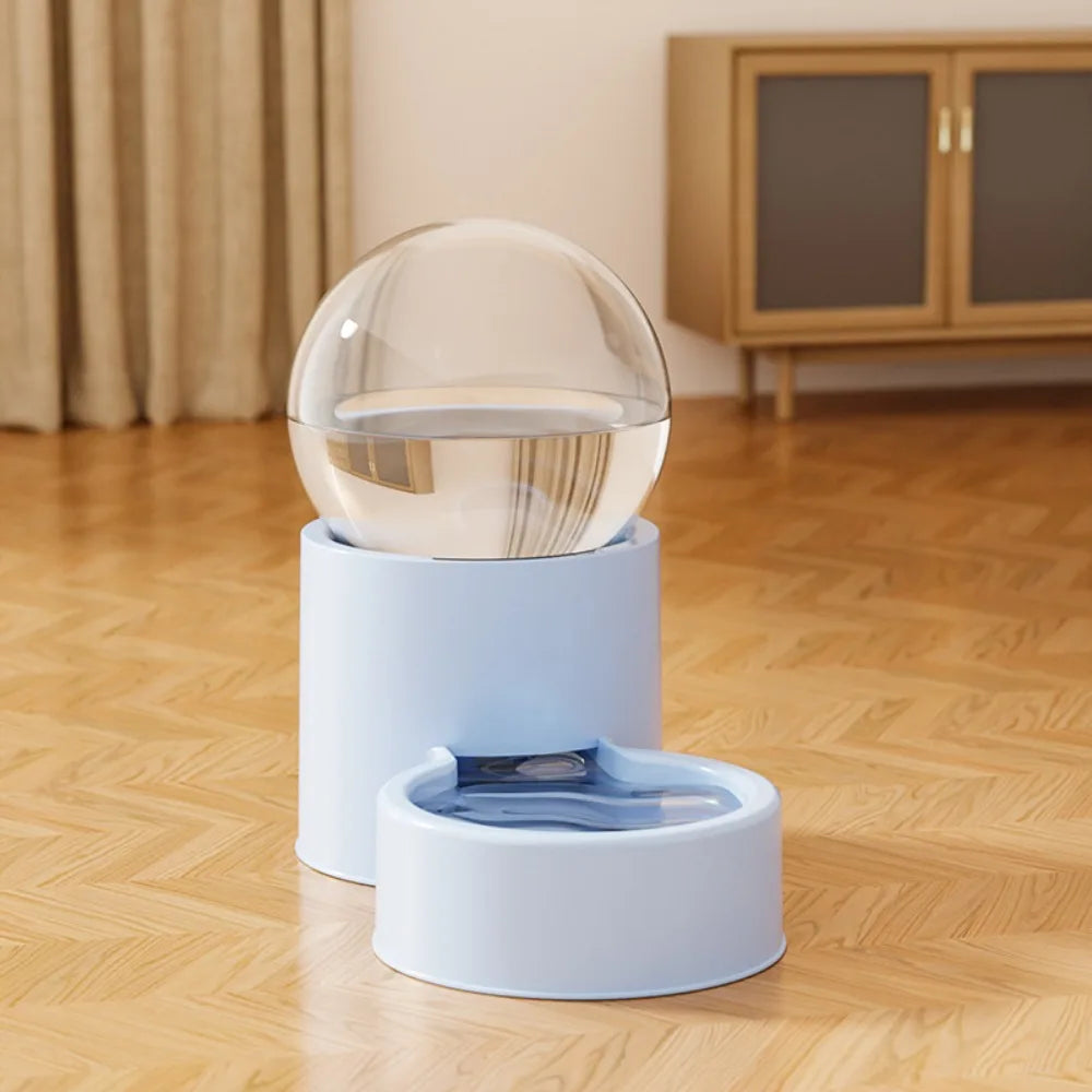 Bubble Gravity Cat Feeder or Water Dispenser, Clear Globe Refills the Bowl