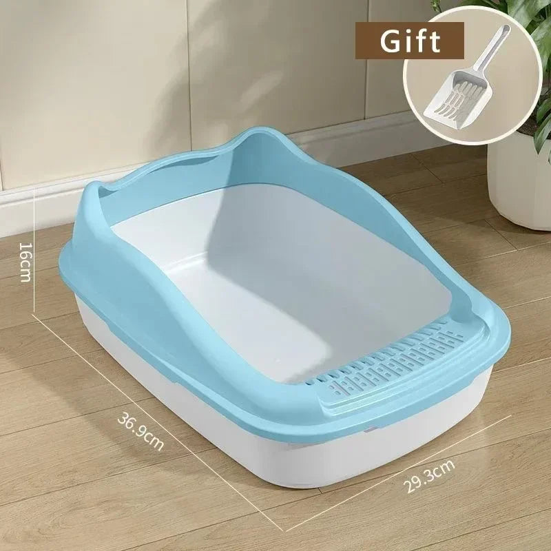 Small Cat Litter Box With Cat Ear Rim, Kitten Litter Pan With Scoop