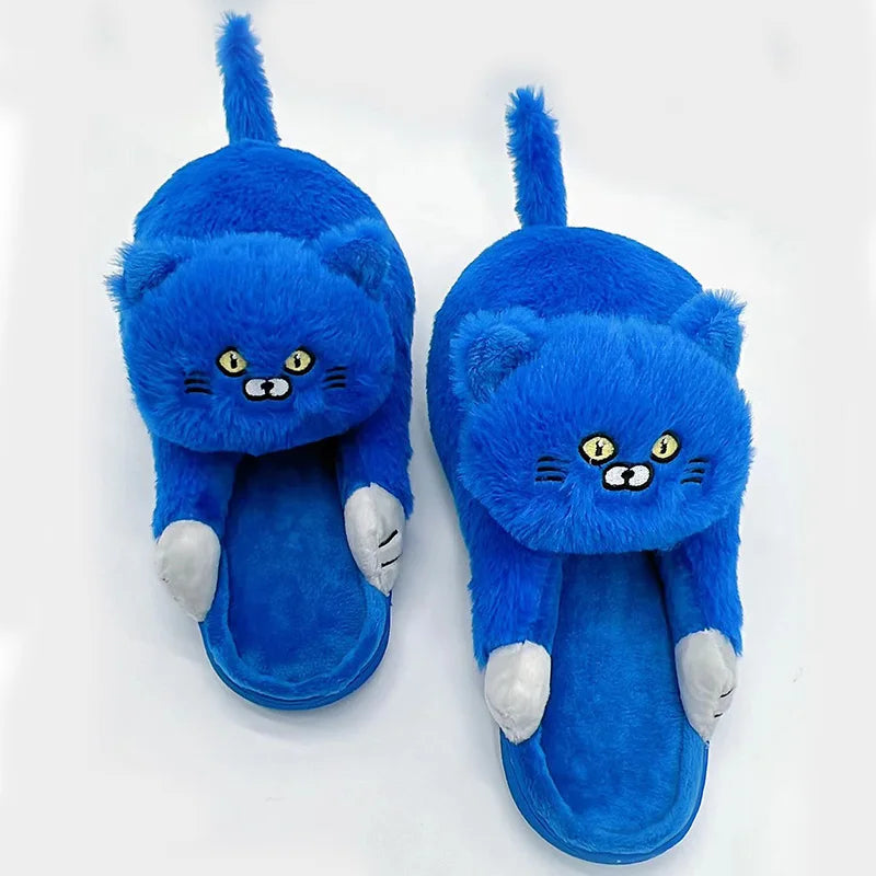 Hug Cat Slippers for Women, Cute Plush Winter House Shoes