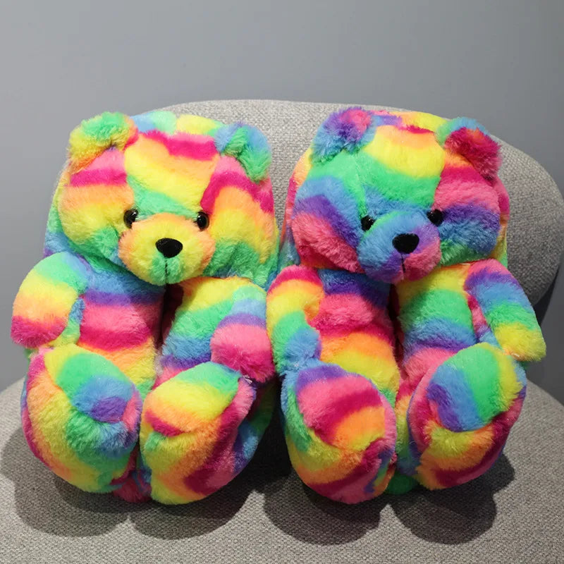 Hug Cat Slippers for Women, Cute Plush Winter House Shoes