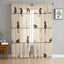Cartoon Cat Sheer Curtains, Printed Voile Window Panels Set of 2