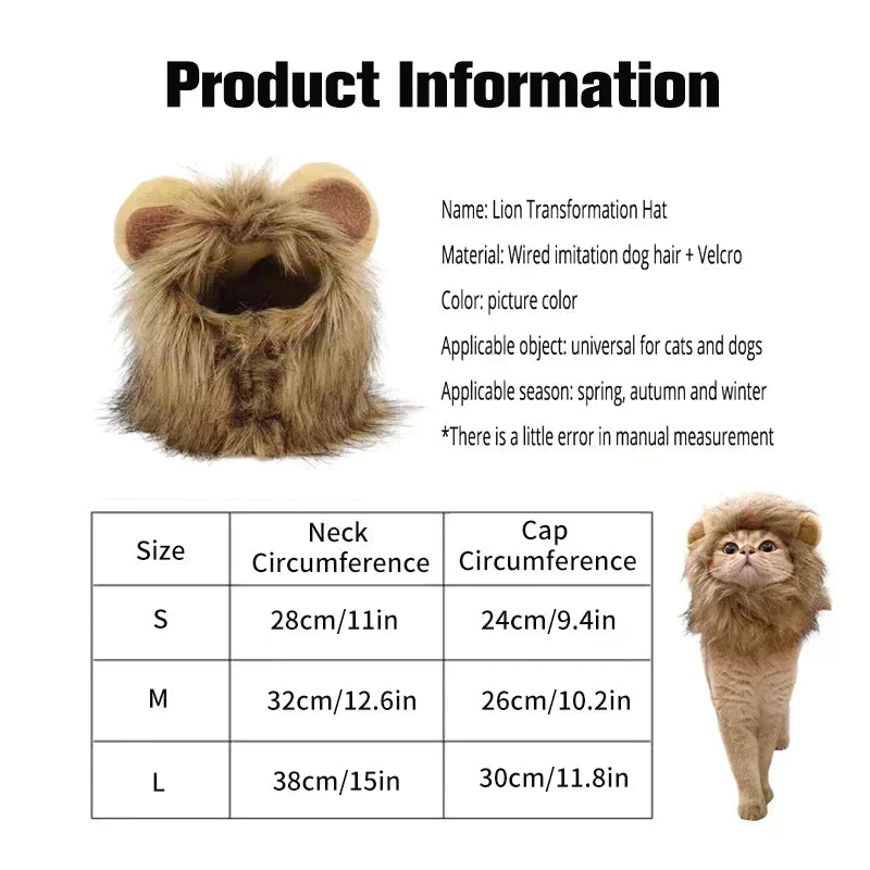 Lion Mane Wig for Cats, Funny Photo Prop for Social Media and Holiday Cards
