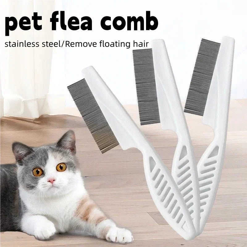 Fine-Tooth Cat Flea Comb, Stainless Steel Teeth, Small or Medium