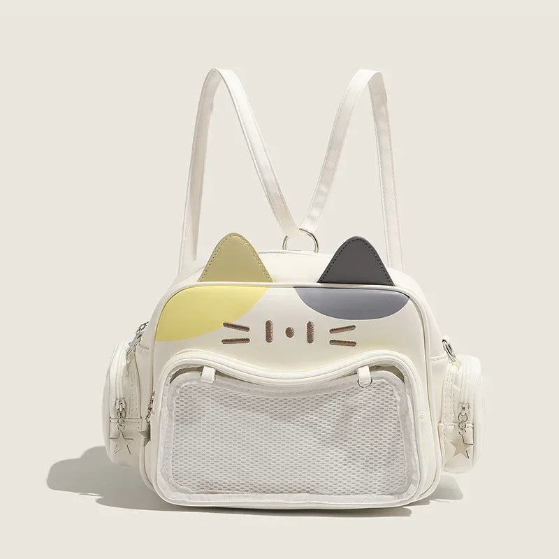 Cat Ears Handbag with Transparent Pocket Backpack