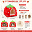 Strawberry Rabbit Bed and Hanging Hay Feeder Bag Set