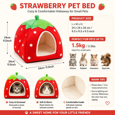 Strawberry Rabbit Bed and Hanging Hay Feeder Bag Set
