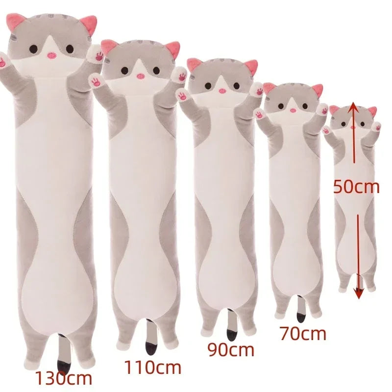 Gray Tabby Long Cat Plush, 20 Inch Squishy Cat Leg Pillow