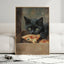 Funny Black Cat Kitchen Wall Art, Whimsical Food Lover Print