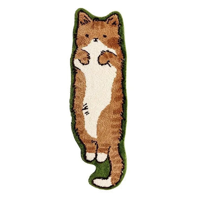 Cute Cat Bedside Runner Rug, 20 x 60 Inch Tufted Cat Carpet