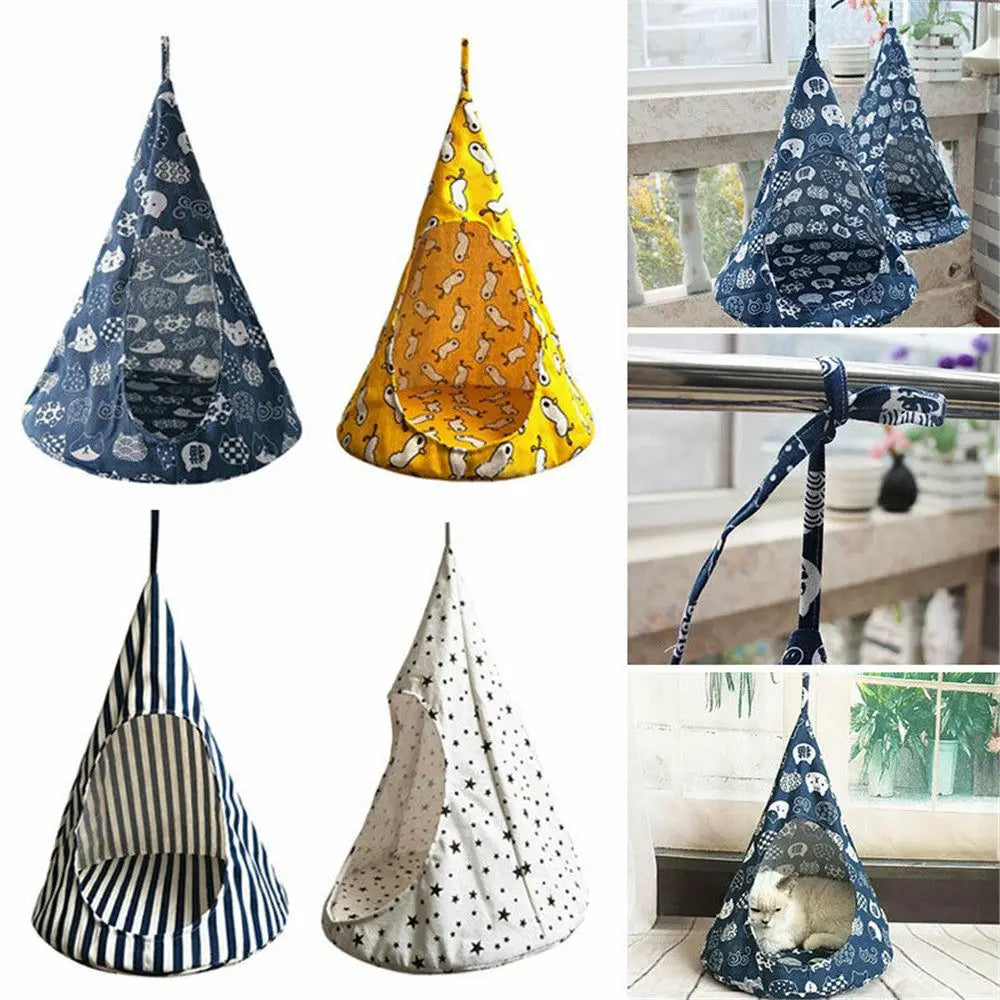 Hanging Cat Teepee Bed with Removable Cushion