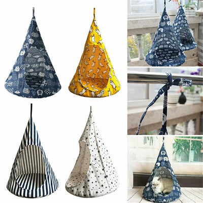 Hanging Cat Teepee Bed with Removable Cushion