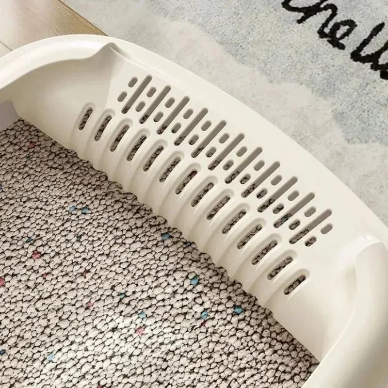 Small Cat Litter Box With Cat Ear Rim, Kitten Litter Pan With Scoop