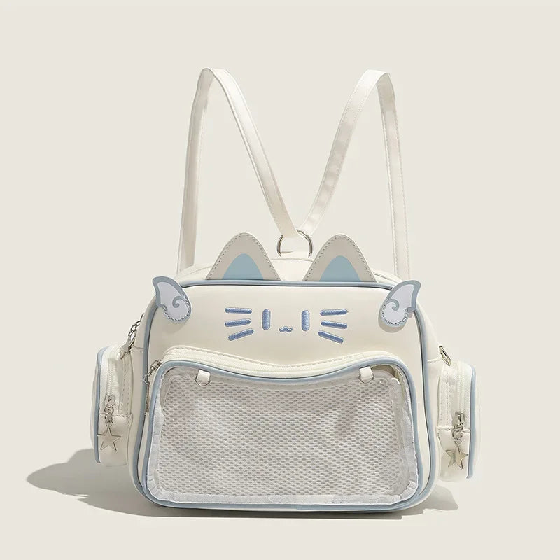 Cat Ears Handbag with Transparent Pocket Backpack