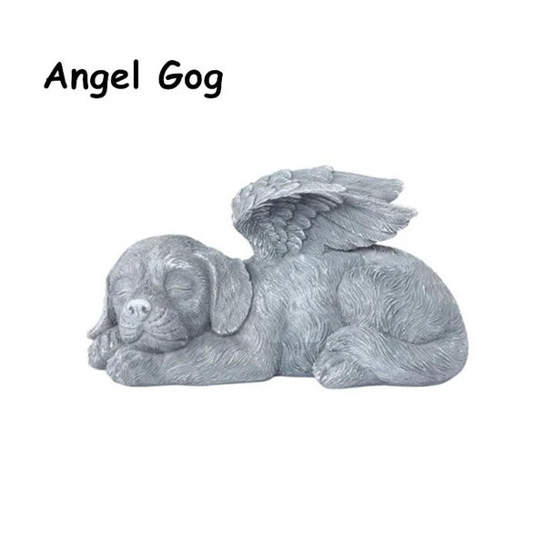 Cat Memorial Angel Statue, Sleeping Cat with Wings Figurine