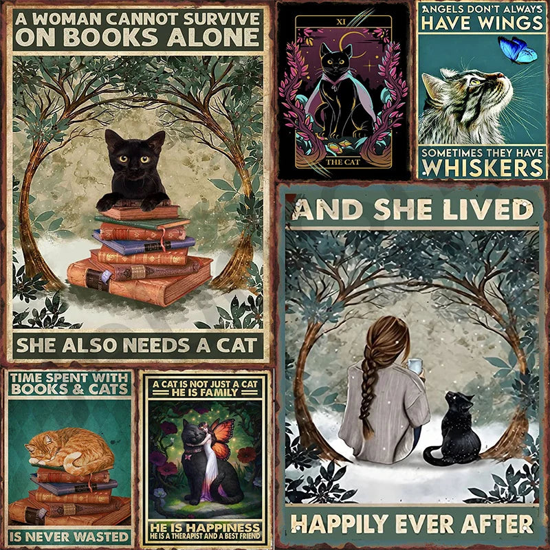 Funny Black Cat Aluminum Sign, 8 x 12 or 12 x 16 Inch Plaque