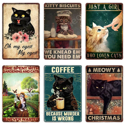 Oh My Eyes Black Cat Sign, Funny Bathroom Gift for Cat Owners