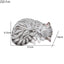 Lifelike Sleeping Cat Statue, Silver Tabby Resin Figurine 8 Inch