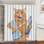 Cute Cat and Dinosaur Shower Curtain with 12 Hooks Included