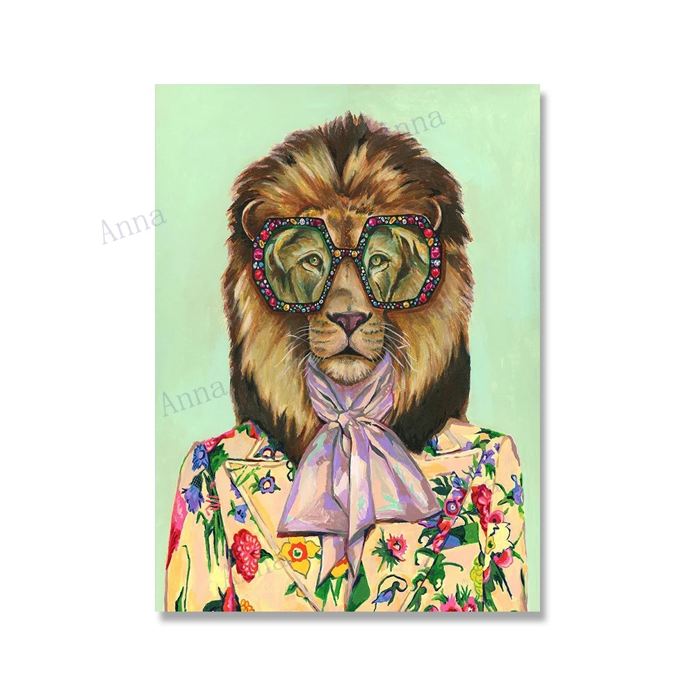 Pop Art Big Cat Poster, Leopard Lion Tiger Canvas Wall Art