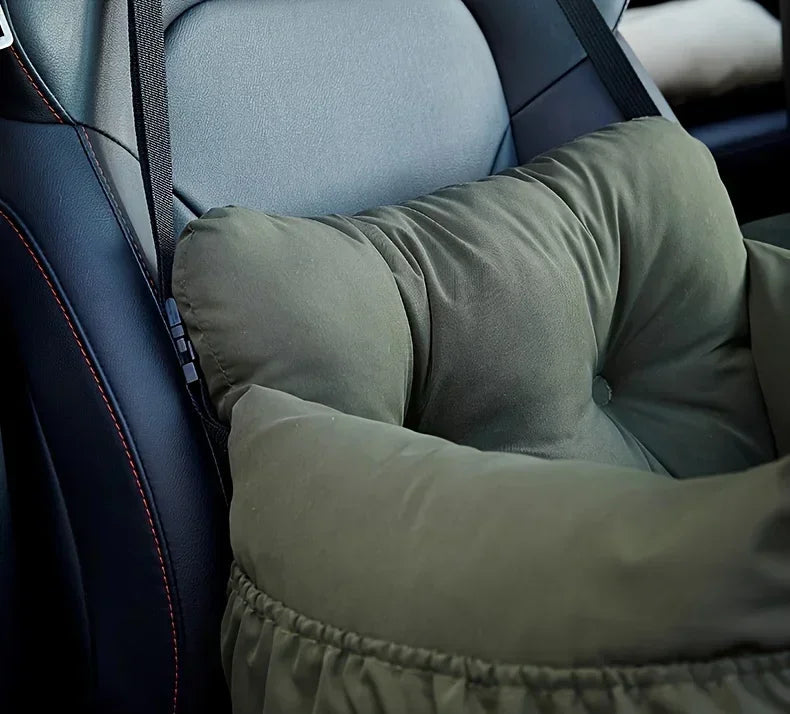 Cat Car Bed with Safety Belt and Washable Cushioned Bed