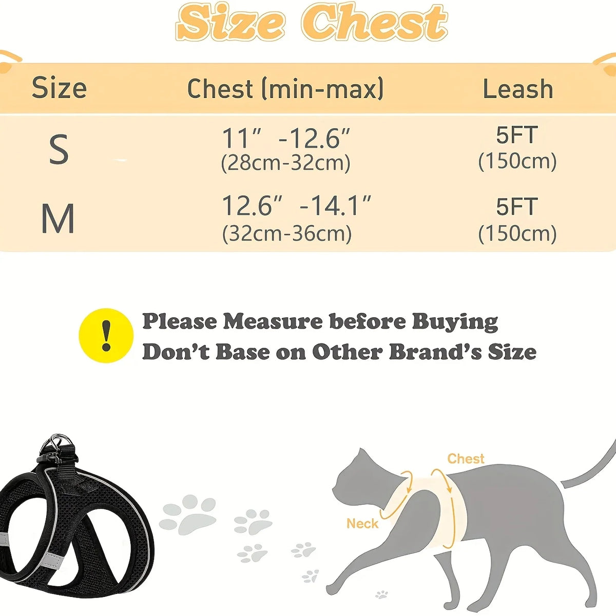 New Kitten Harness Starter Set, Soft Mesh Vest With 5 Ft Leash