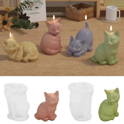 3D Cat Silicone Candle Mold, Kitten Mold for Soap and Resin