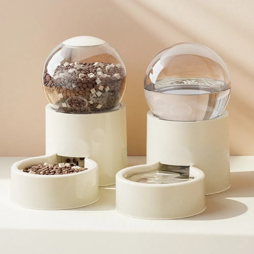 Bubble Gravity Cat Feeder or Water Dispenser, Clear Globe Refills the Bowl
