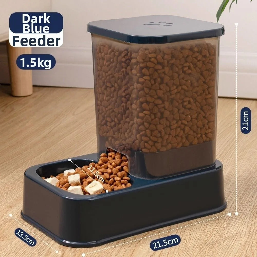 Gravity Cat Water Dispenser or Food Feeder, 1.2 L Waterer and 1.5 L Kibble Hopper