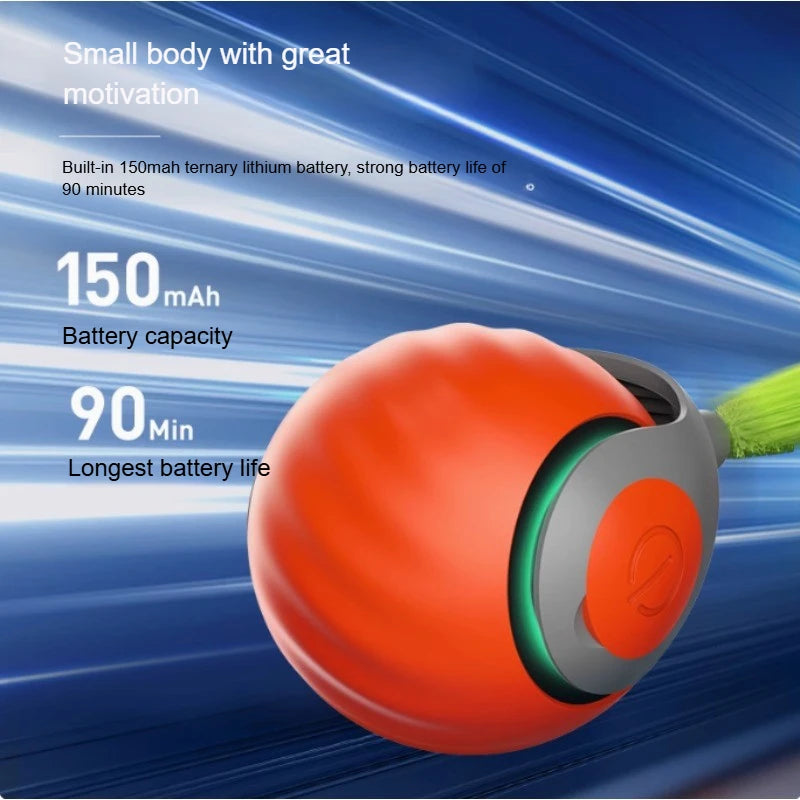 Automatic Rolling Cat Ball With Fuzzy Tail, USB Rechargeable, Blue or Orange