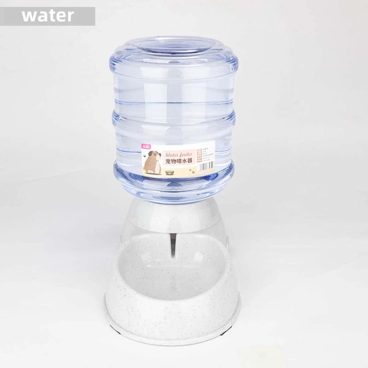 Large 3.8 L Gravity Cat Water Dispenser and Food Feeder, Speckled Base