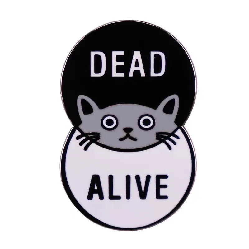 Schrodinger’s Cat Enamel Pin, Funny Physics Cat Badge