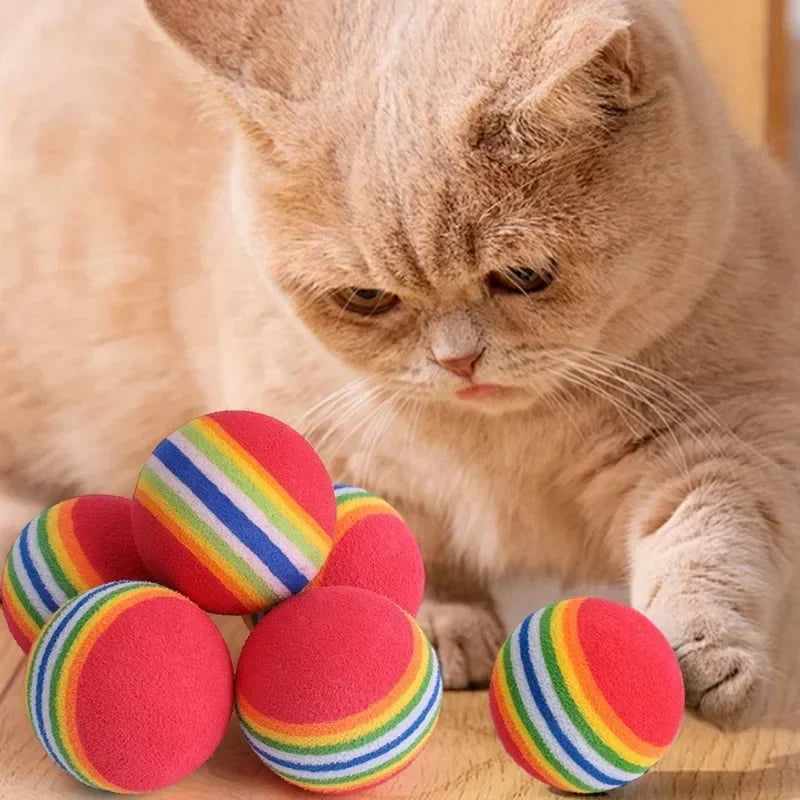 Rainbow Foam Cat Balls, Soft Lightweight Chase Toys in Packs of 10 to 100