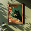 Funny Black Cat Kitchen Wall Art, Whimsical Food Lover Print