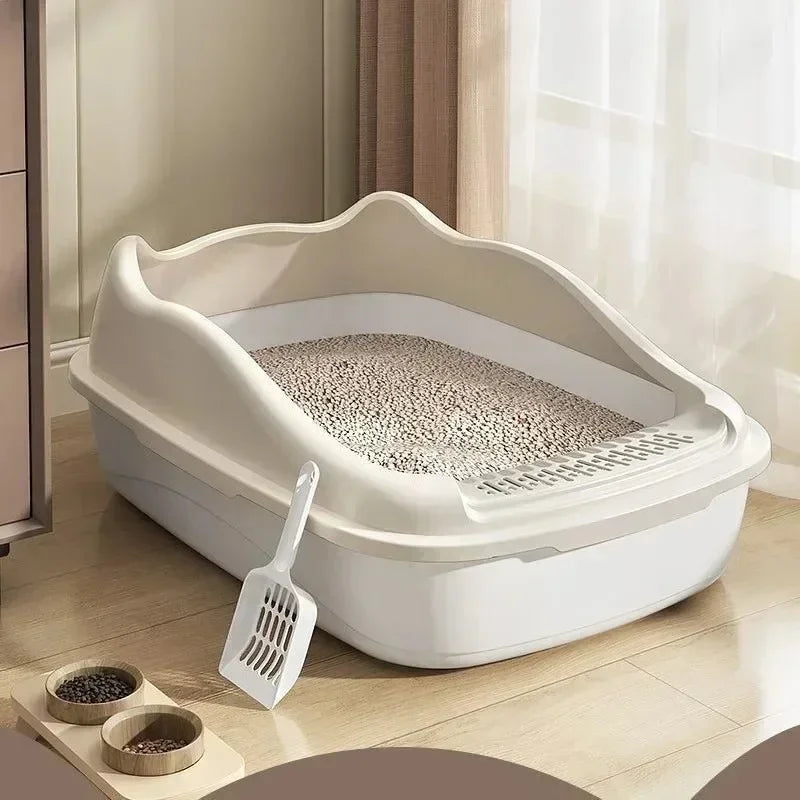 Small Cat Litter Box With Cat Ear Rim, Kitten Litter Pan With Scoop