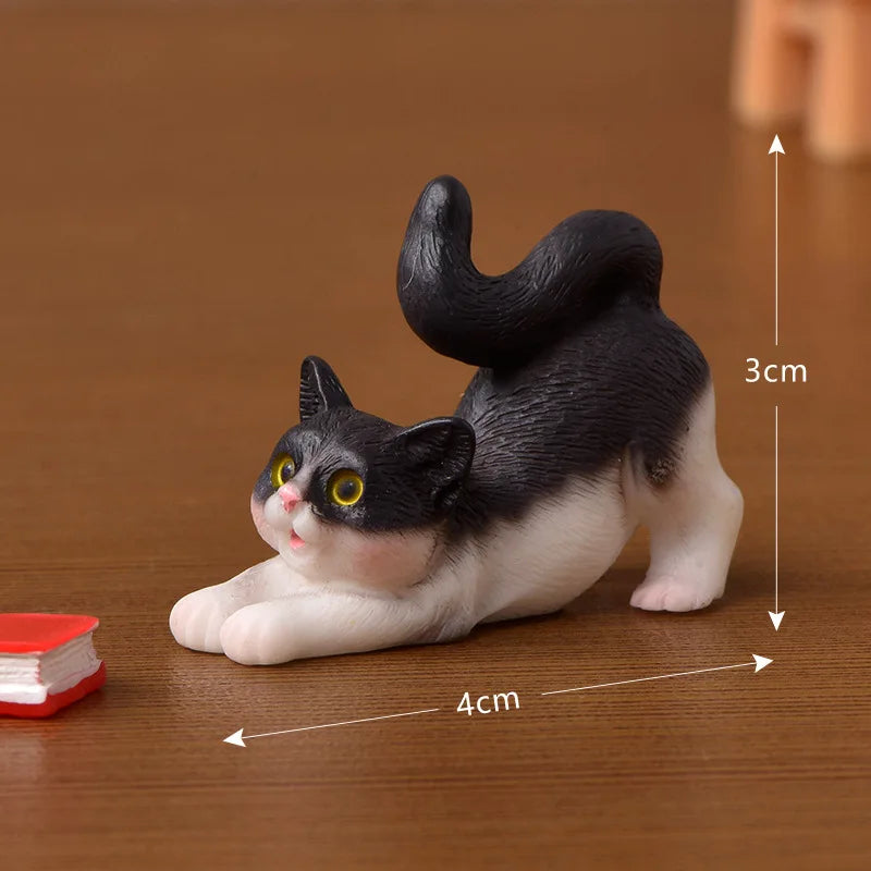 Miniature Resin Cat Figurine for Fairy Gardens and Dollhouses