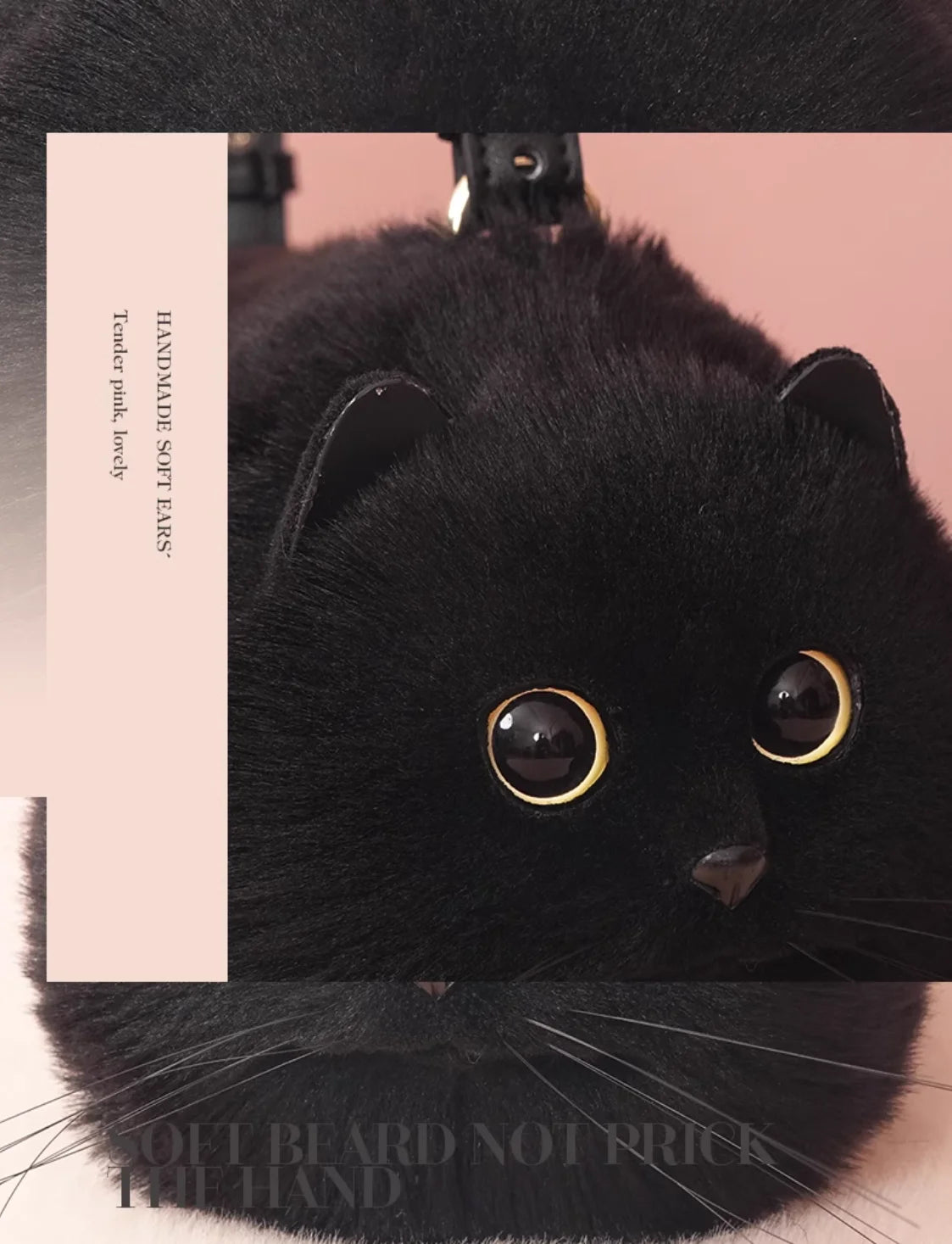Realistic Fluffy Cat Handbag with Long Plush Tail