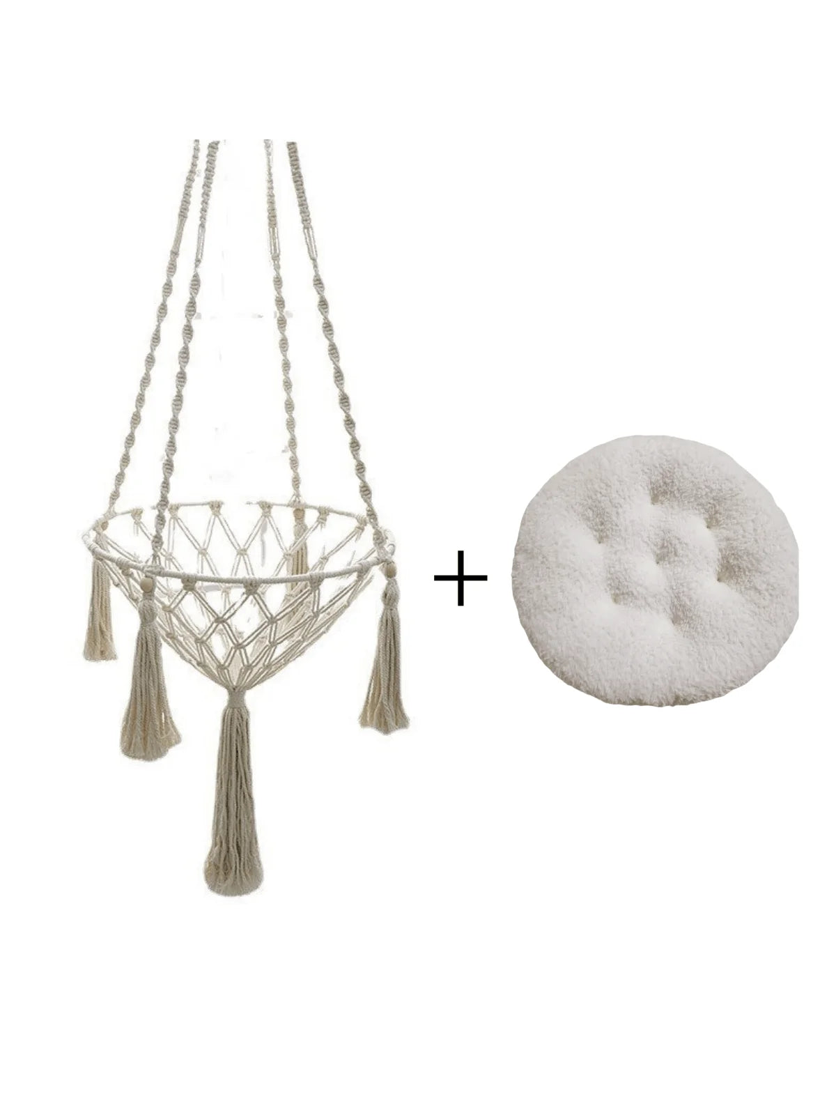 Handwoven Cotton Rope Cat Hammock Swing with Cushion