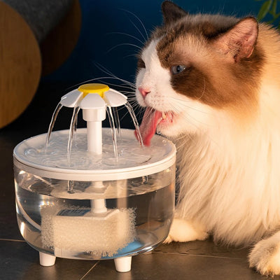 1.2L Flower Cat Water Fountain With 3 Flow Modes, USB Powered
